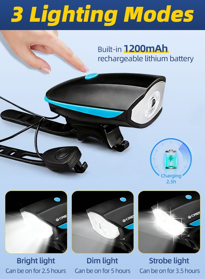 CREEPER مصباح أمامي للدراجة مزود بأوضاع وميض متعددة وبوق - Image 3